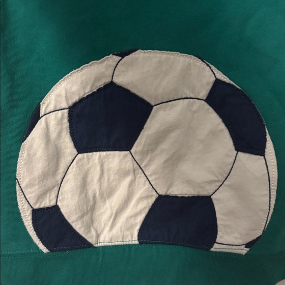 Mini Boden Green and Gray Soccer Appliqué Boy’s Hoodie - Picture 5 of 7